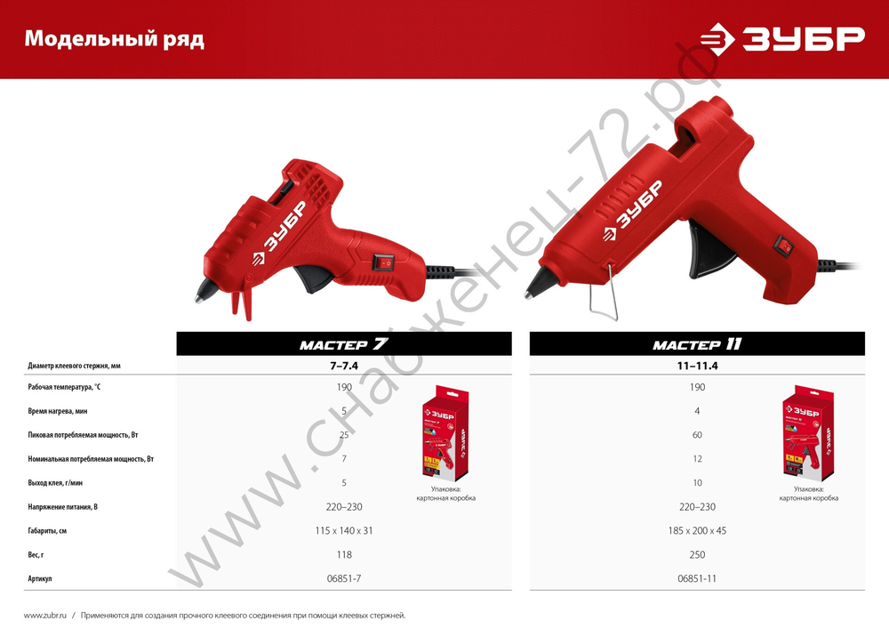 ЗУБР d 11 мм, выход клея 10 г/мин, термоклеевой пистолет электрический, Мастер (06851-11)