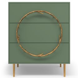 Комод Арт Колор matte Стайл Голд с 3 ящиками Зеленый нефрит матовый