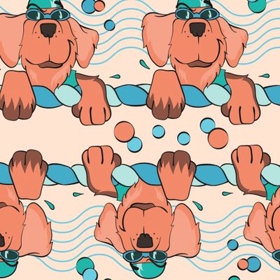 Детский принт веселая собака пловец