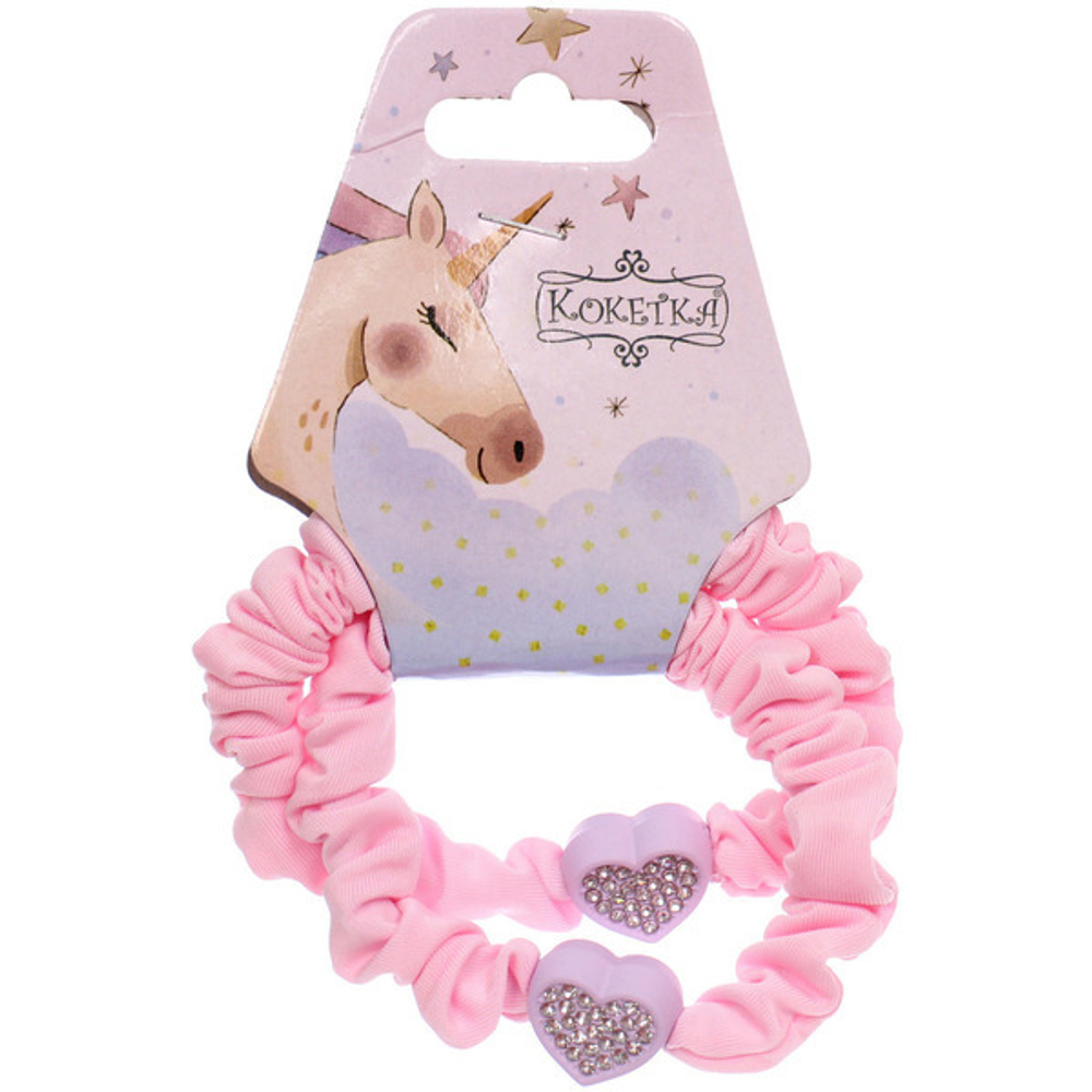 Резинки для волос 2шт «Мята», сердечки, микс 5 цветов, d-5см (Кокетка)