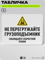 Табличка для обеспечения безопасности "Не перегружайте грузоподъемник", для офиса, по охране труда для предприятия, организаций, 40х30 см, Silver Plane x Айдентика Технолоджи