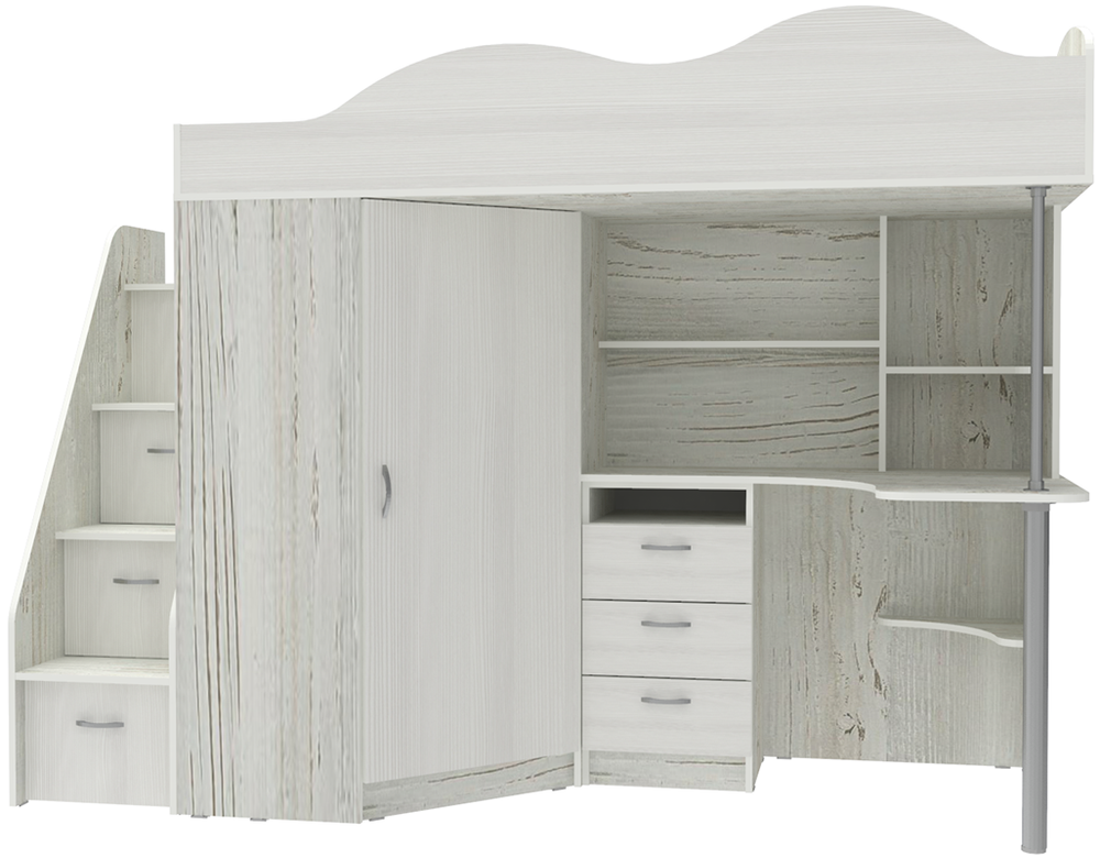 Кровать-чердак КарИВи Пионер Винтерберг Белое Дерево