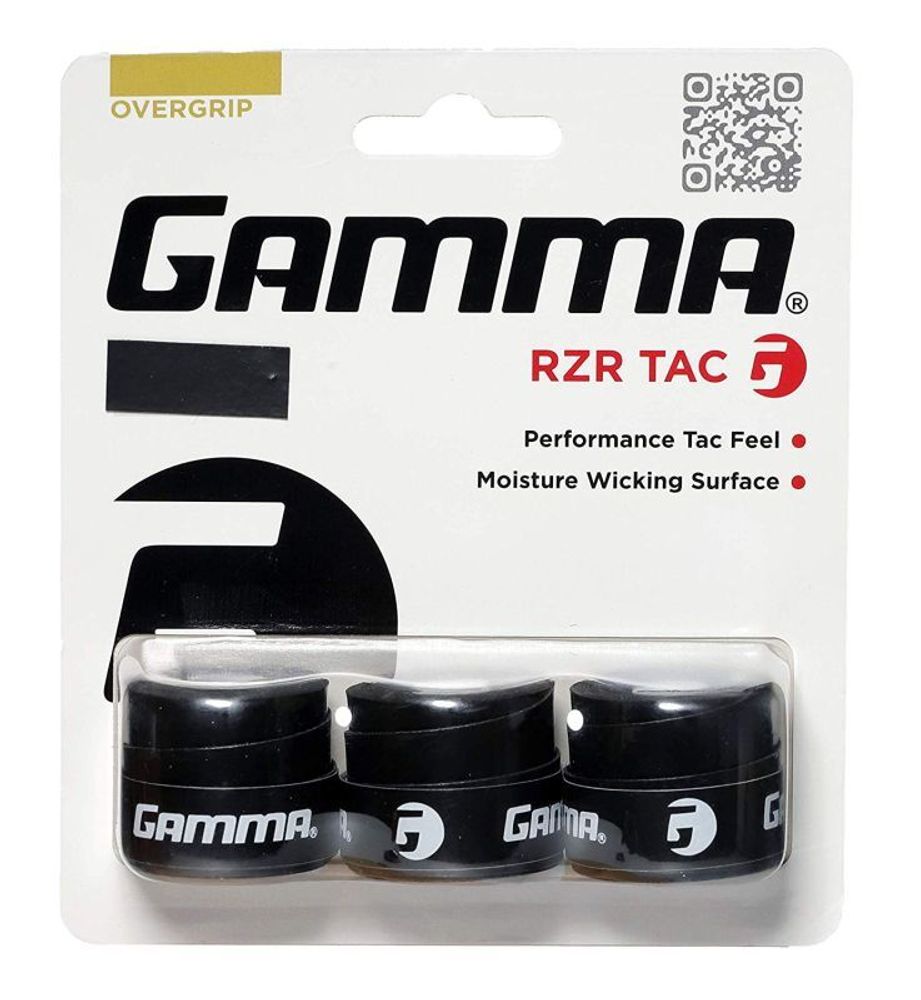 Намотки теннисные Gamma RZR Tac black 3P