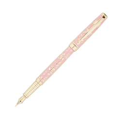 Подарочная премиальная розовая с золотистым перьевая ручка с колпачком Pierre Cardin RENAISSANSE PC8300FP в подарочной коробке