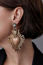 Серьги Celeste G, со вставкой из смальты и кристаллами Swarovski, CS24.2-1765 (бежевый)