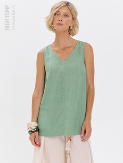 Удлиненный топ из льна с V-вырезом
