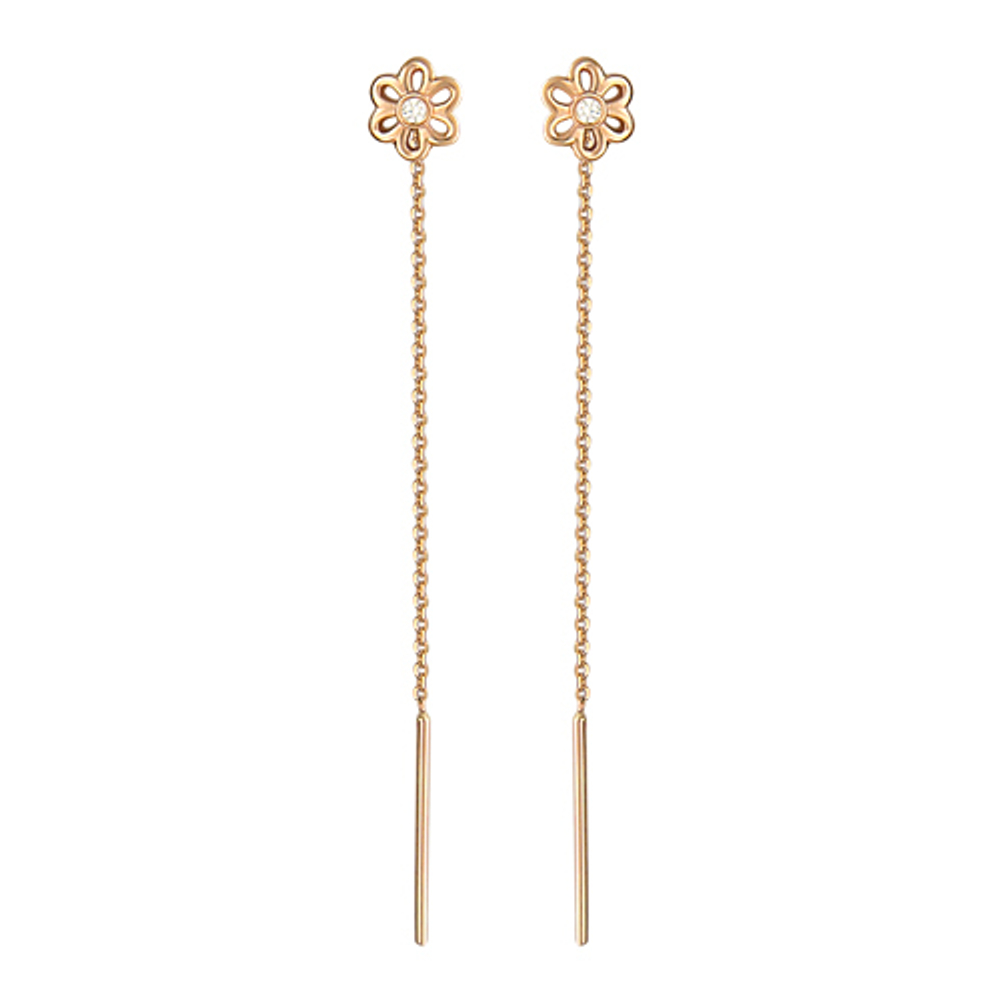 Серьги с фианитом из красного золота 585 пробы JA-S-1С116694