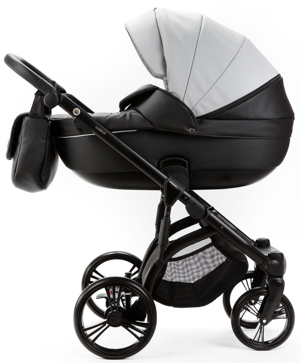 Детская коляска Adamex Lanti Deluxe 3 в 1 LN-SD107 (СВ.СЕР.КОЖА + ЧЕРН. КОЖА)