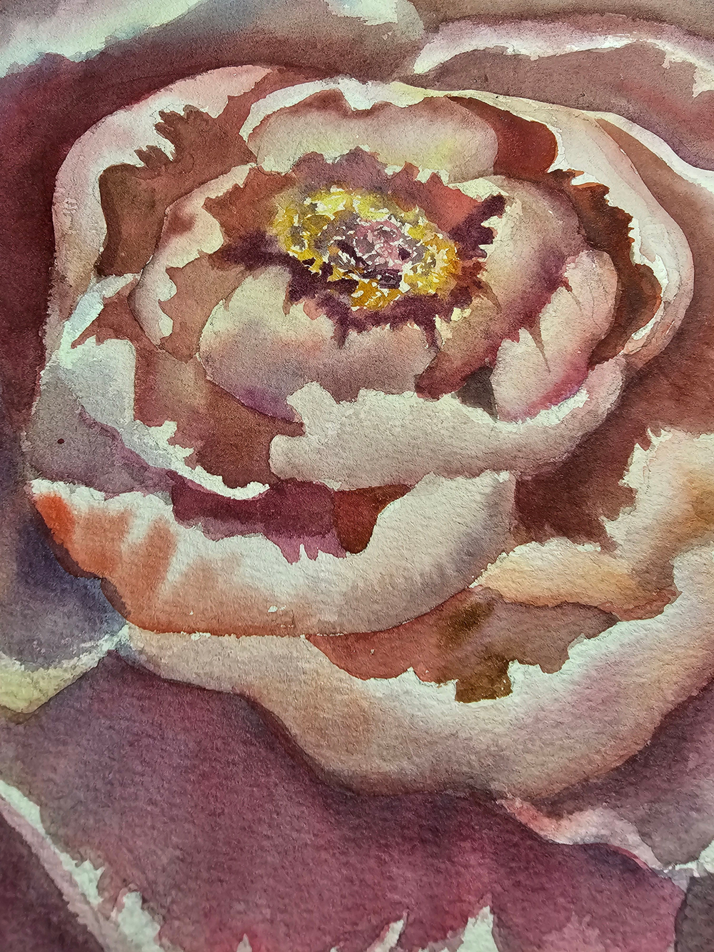 Картина авторская акварельная в паспарту 40х50 см на стену для интерьера "Пион"