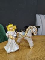 Набор ёлочных игрушек ангел и лошадка кантри
