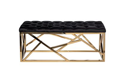Банкетка велюровая 46x42x110см Garda Decor черная/золото на металлическиx опораx
