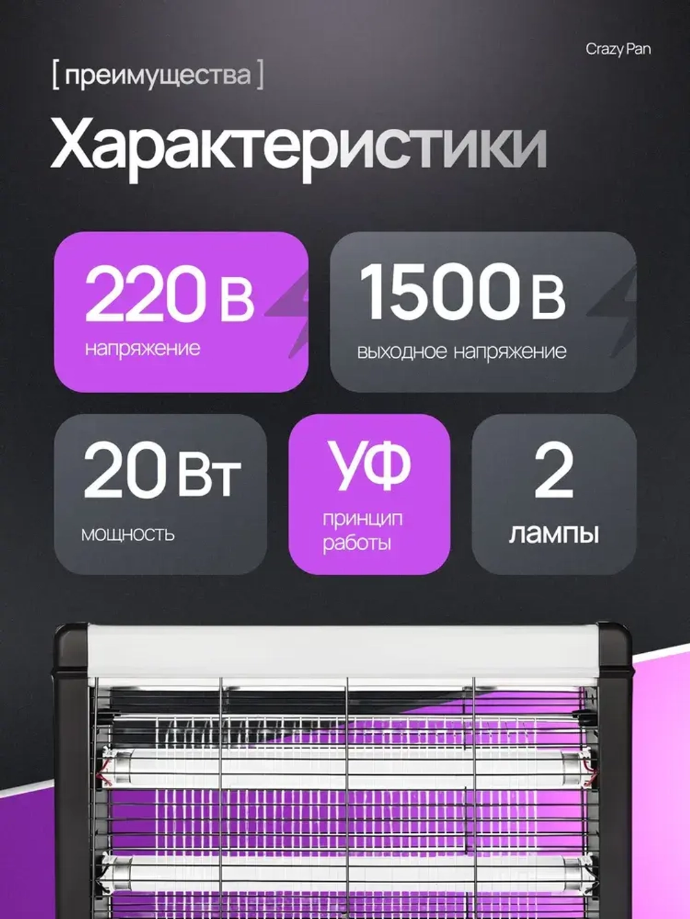 Лампа инсектицидная Crazy Pan CP-LIN80