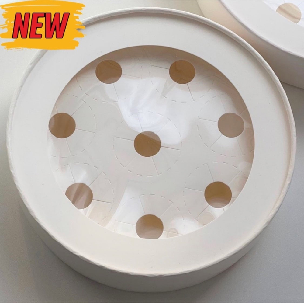NEW! Коробка для конфет круглая с окном диам.165мм выс.35мм (8) (белая), от 10 шт