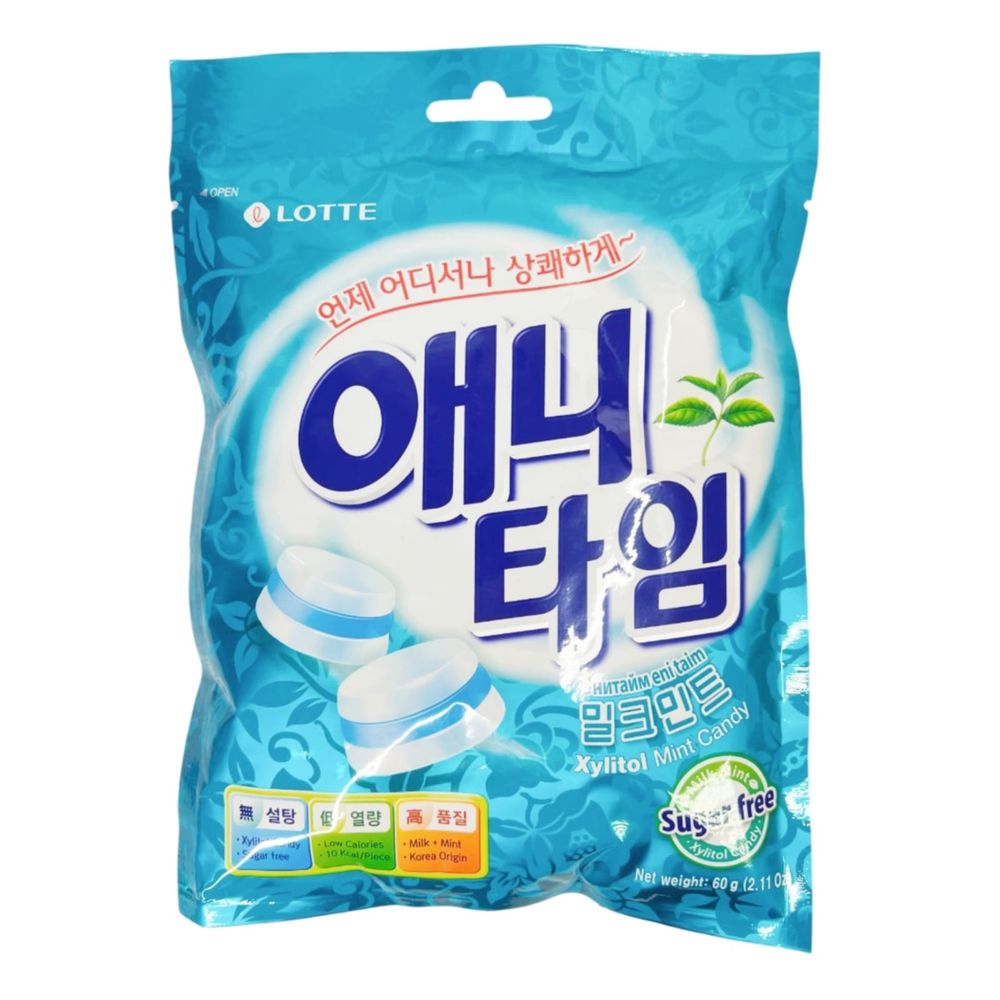 Леденцы Lotte Anytime Milk Mint без сахара 60 г, 3 шт