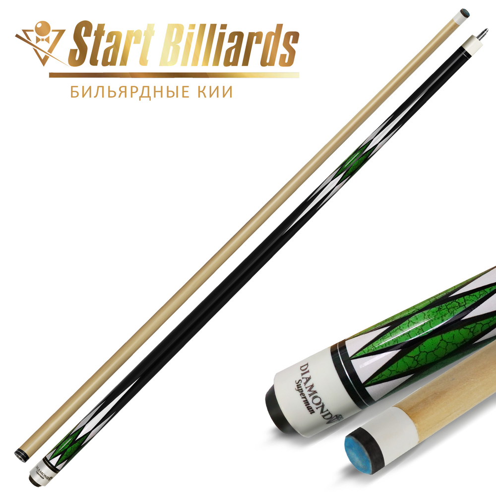 Кий Startbilliards Пул Береза зеленый бриллиант 2РС 145 см.