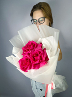 Французские розы , цвет розовый , 3 штуки