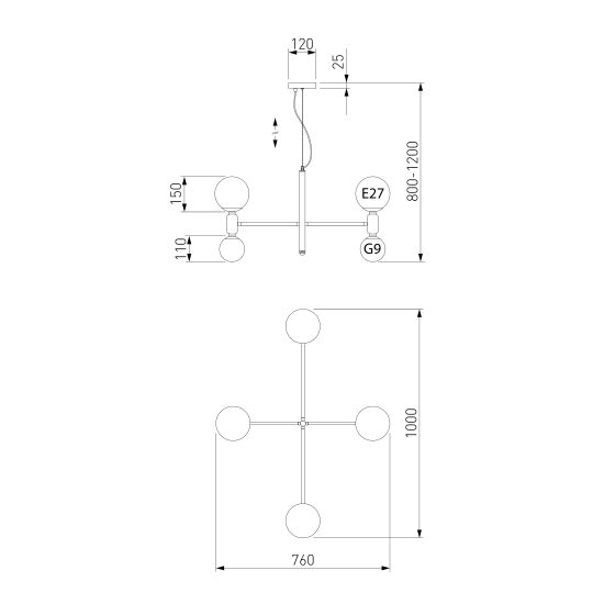 30182/8 / потолочный светильник/ черный Smart