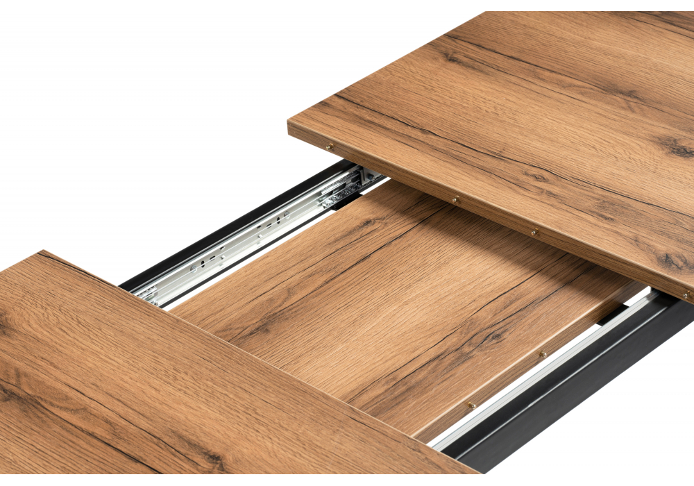 Стол деревянный Woodville Колон Лофт 120(160)х75 черный матовый, дуб крафт табачный, ножки черные