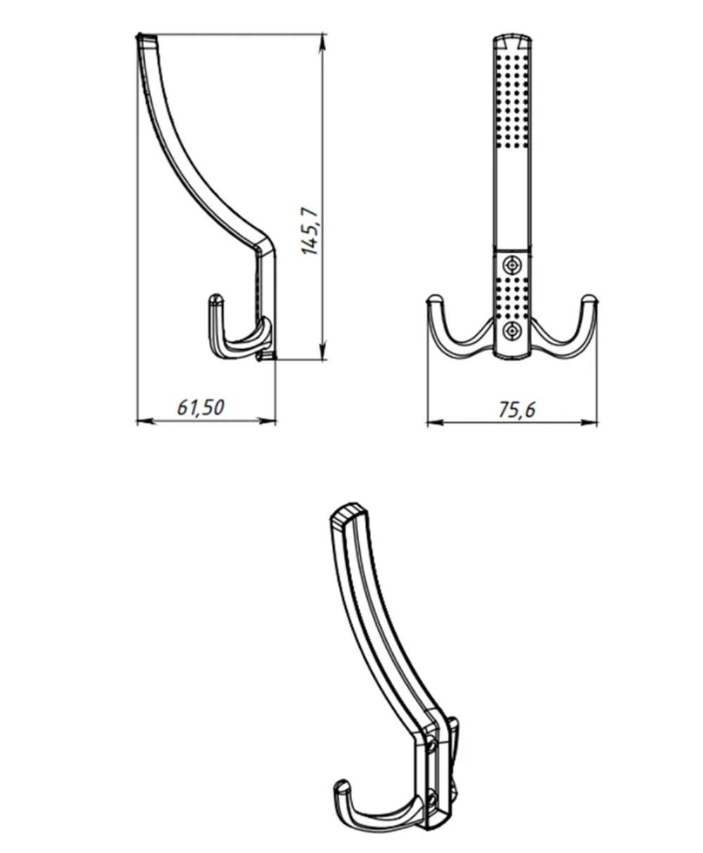 КРЮЧОК-ВЕШАЛКА МЕТАЛЛИСТ №11 ПОЛИМЕР ХРОМ ЭФФЕКТ