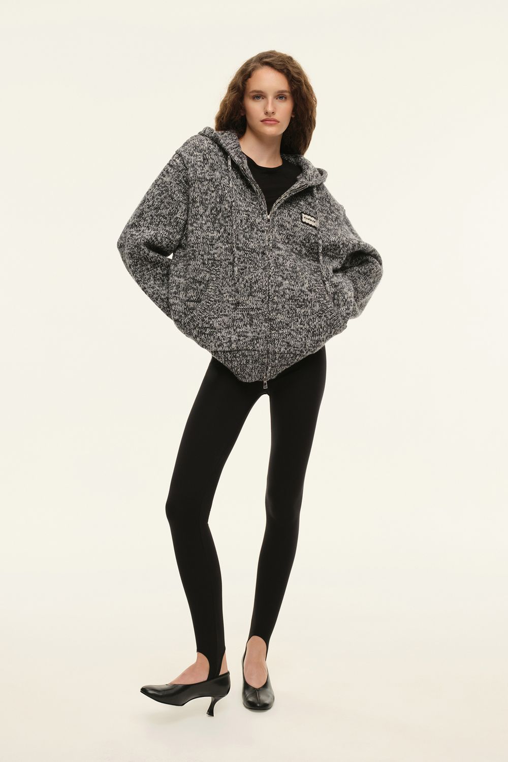 Худи на молнии ((Just comfy)), черно-белый