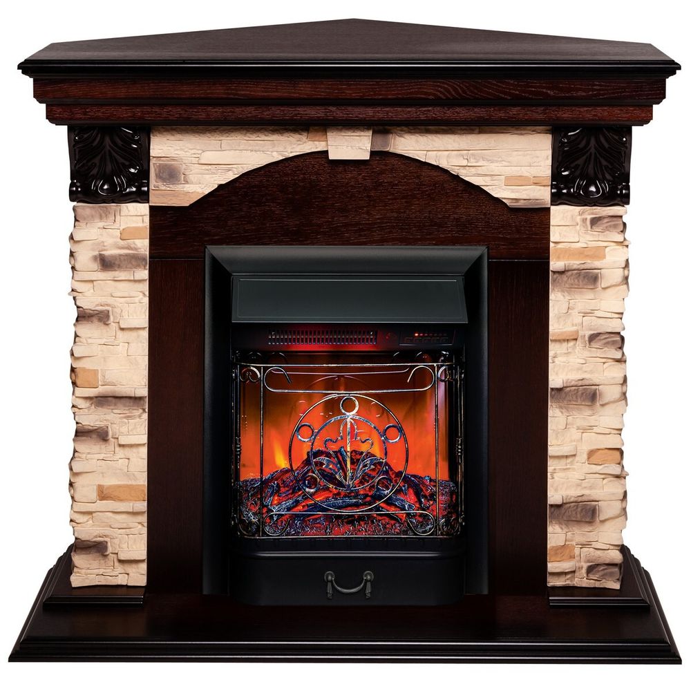 Электрокамин RealFlame Dublin Corner Rock AO античный дуб с очагом Majestic Lux Black RC