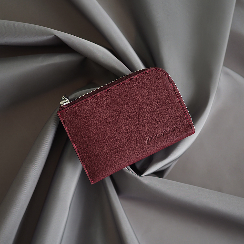 Кошелек женский кожаный, теленок бордового цвета