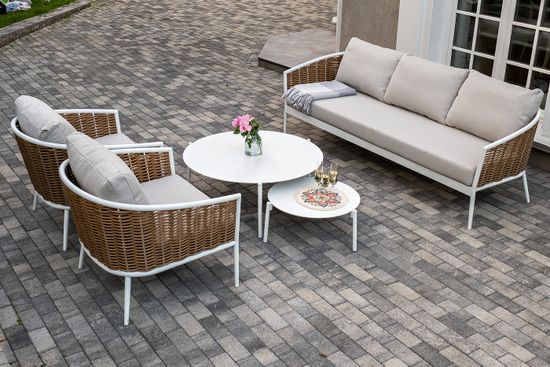 "Тоскана" лаунж-зона из искусственного ротанга, цвет соломенный