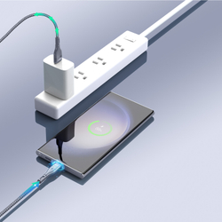 Кабель покрытый нейлоном серого цвета 100см с разъемом USB A на USB Type-C с быстрой зарядкой PD 12W от Duzzona, серия A8 Cable