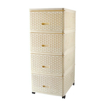 Комод 4 ящика "Плетеный" 400*500*985 на колесиках, цвет кремовый