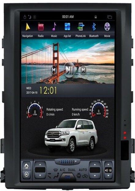 Магнитола для Toyota Land Cruiser 200 2007-2015 (со штат. камерой или 360) - Carmedia ZF-1816-GE монитор 16" в стиле "Тесла" на Android 13, 8/128Гб, CarPlay, 4G SIM-слот