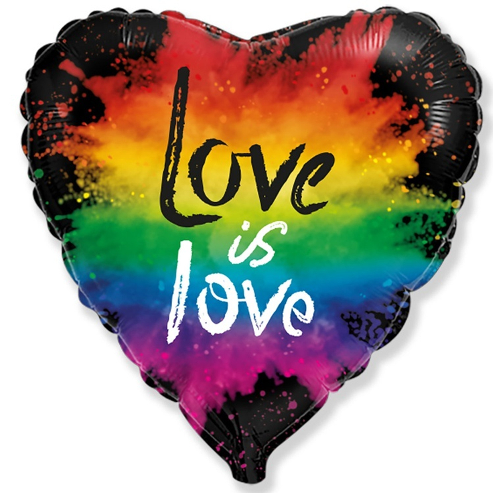 Фольгированная фигура, сердце, LOVE IS LOVE,18"/46СМ