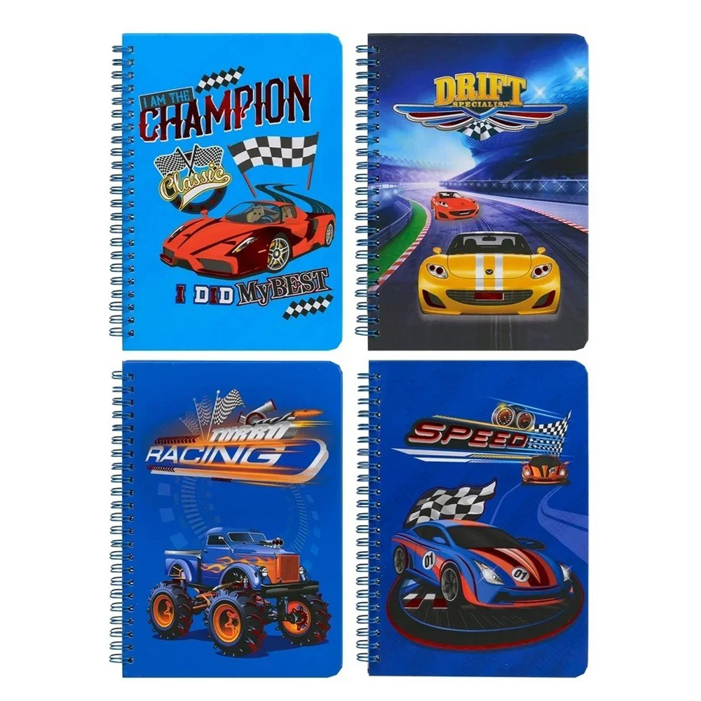 Блокнот детский Basir, формат А6, серия "Машинки", переплет 7БЦ, 14.5*10.5 см, 60 листов,ассорти