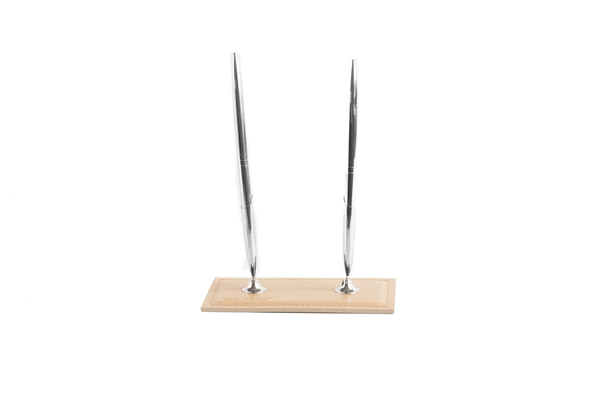 Подставка для двух ручек из кожи цвет СЛОНОВАЯ КОСТЬ