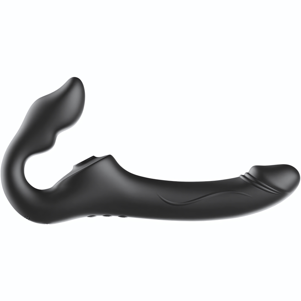 Черный безремневой страпон с 3 моторами (Цвет: черный)