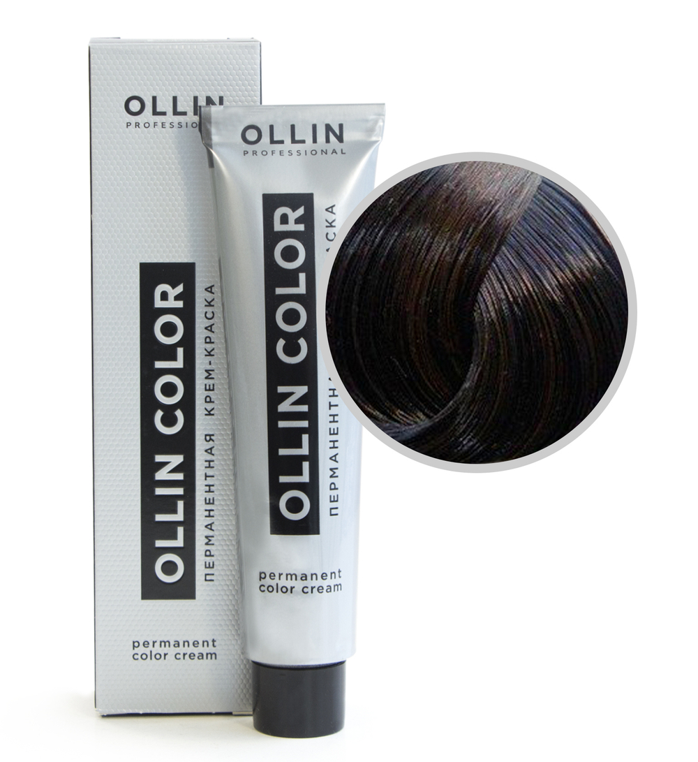 Ollin Color Крем-краска для волос, перманентная, тон №4-0, Шатен, 60 мл