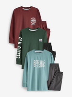 Пижама для мальчика Next K99-112, 3 шт., Бордовый, Зеленый, Голубой