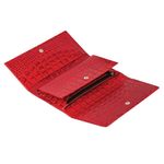 Портмоне женское FABULA, 185х95 мм, натуральная кожа, скрытая кнопка, крокодил, красное, PJ.160.КМ