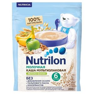 КАША NUTRILON МОЛОЧНАЯ МУЛЬТИЗЛАКОВАЯ ЯБЛОКО-БАНАН 200ГР