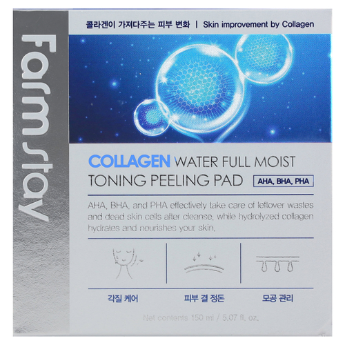 Farmstay, Тонизирующий пилинг с коллагеном и водой, 70 подушечек, 150 мл (5,07 жидк. унц.)