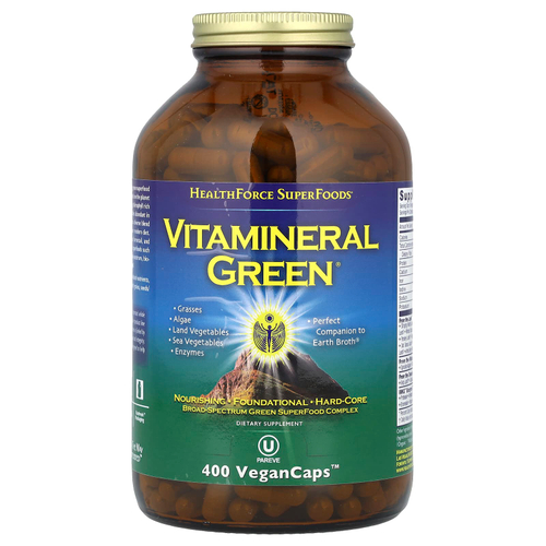 HealthForce Superfoods, Vitamineral Green, версия 5.5, 400 веганских капсул