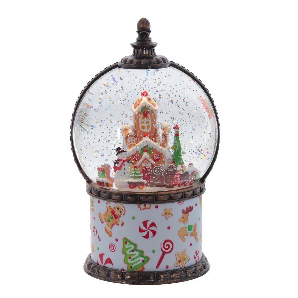 GAEM Фигурка декор в шаре "Пряничный дом" (подсвет, муз, вьюга, движ, AAх3 н/п +USB 100 см), L13 W13 H21