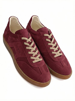 Замшевые бордовые кеды на шнурках Vorsh