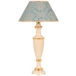 Настольная лампа Ваза Ребристая Айвори с абажуром №38 Vatican (Ватикан) Аквамарин
