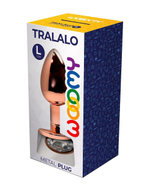 Золотистая анальная втулка Wooomy Tralalo L с прозрачным кристаллом - 9 см. (Цвет: розовый)