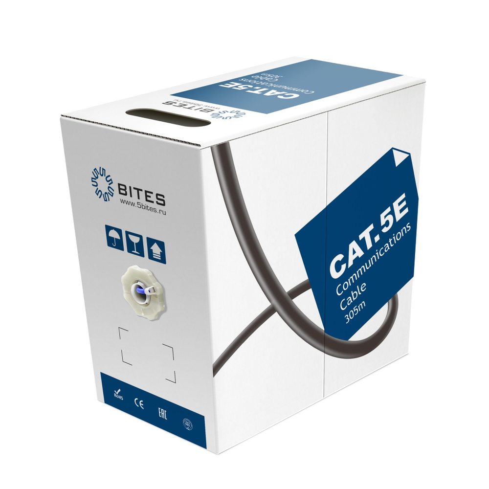 5bites Кабель US5505-305A-BL витая пара UTP / SOLID / 5E / 24AWG / CCA / PVC / BLUE / 305M