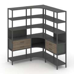 Shelf System Трехсекционный угловой стеллаж пятиярусный с ящиками SN.STMU-531 Антрацит/Вяз Благородн