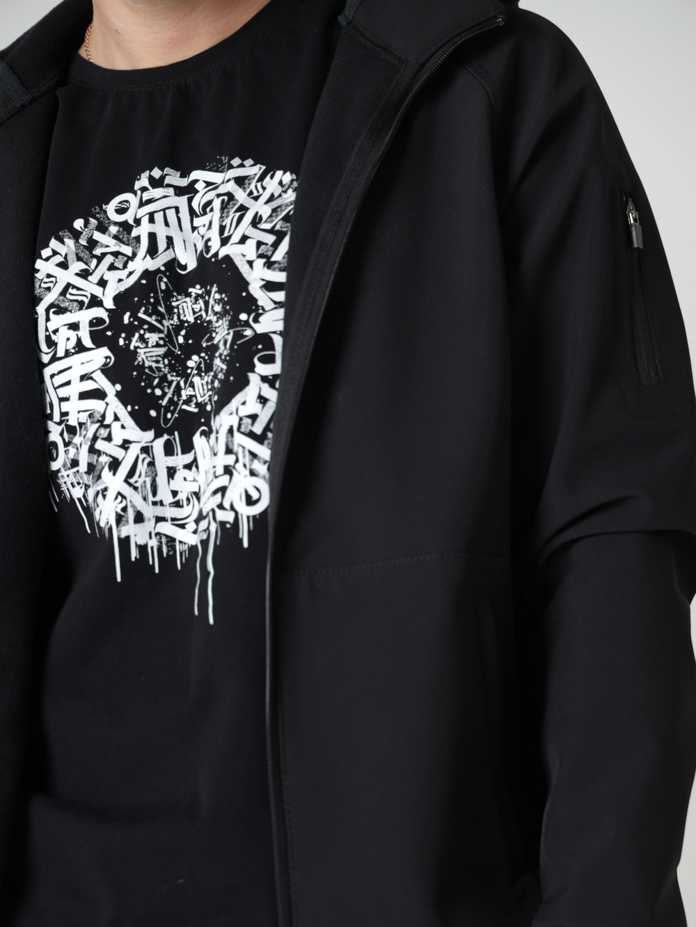 Ветровка худи софтшелл черная Город Горький