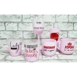 Кружка стеклянная 320мл «Для милых дам» Розовая пудра (10 видов) в подарочной упаковке ZD1208/01