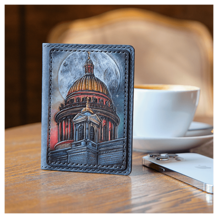 Кожаная обложка на паспорт «Городские мотивы»