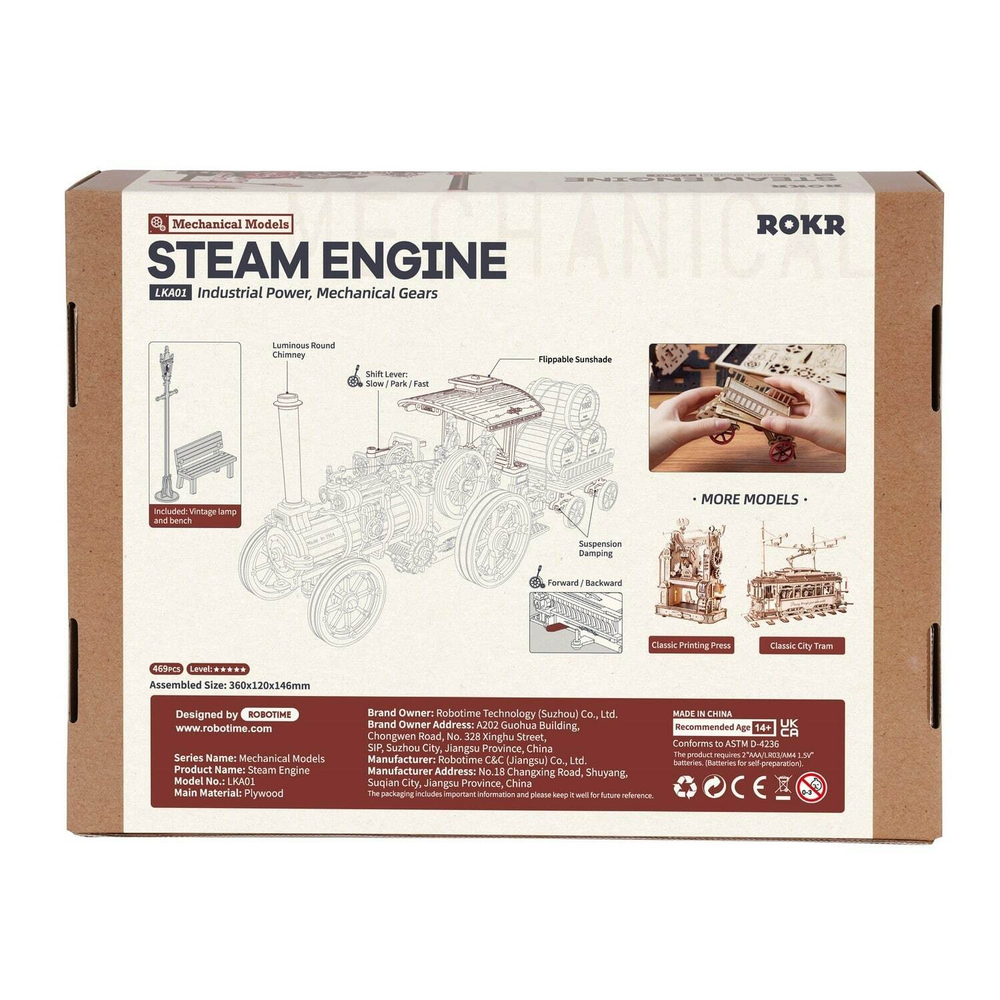 Сборный автомобиль на паровом двигателе от RORK и Robotime, купить в магазине, ANANAZA, не дорого деревянный конструктор, механические модели, 3D пазлы, ретро автомобили